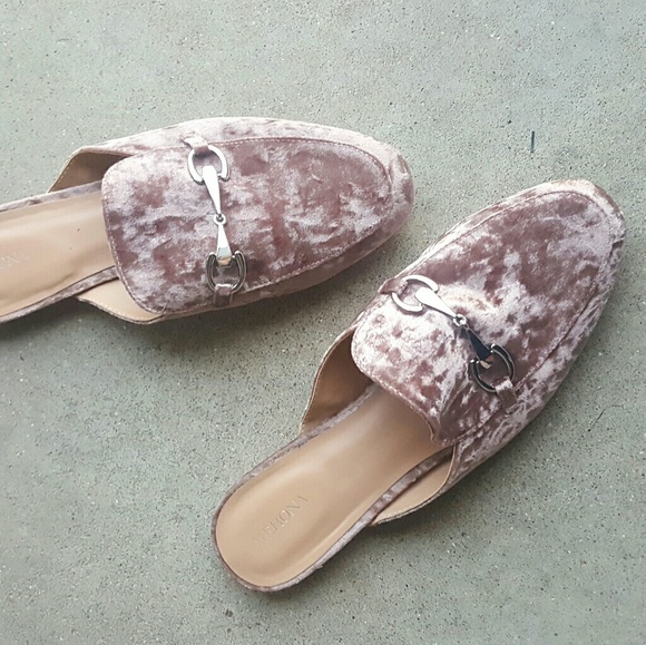 pink backless loafers